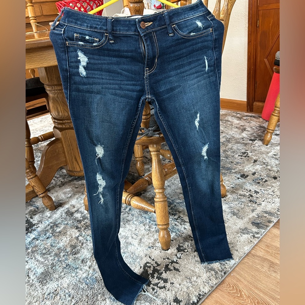Hollister Dark Blue Distressed Skinny Jeans